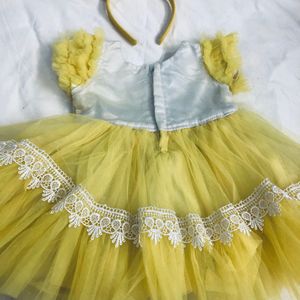 Light Yellow And Silver Party Wear Frock