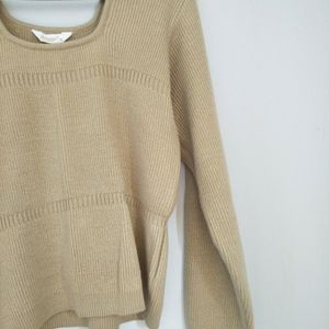 Berrylush Beige Scooped Neck Sweater