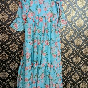 Floral Gown Skyblue