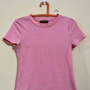 Pink SHEIN Ribbed Top