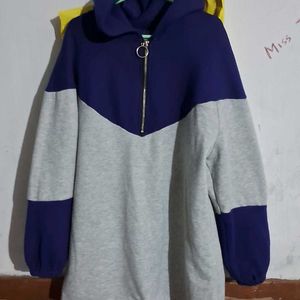 Oversized Blue N Gray Hoddie