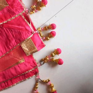 Heavy Net Dupatta With 4 Side Lace And Hangings