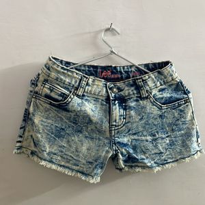 Acid Washed Denim Shorts For Girls