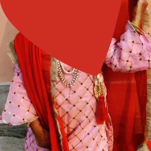 2000 Rs Pink Kurta Red Garara And Ruptta