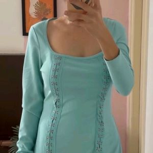 CYan Eyelet HoOk Dress