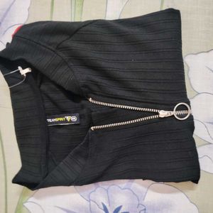 Teamspirit Black Ribbed Top