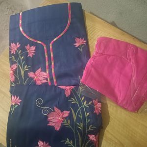 Women Unstitched Cotton Suit With Dupatta