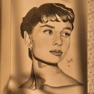 A4 Audrey Hepburn Pencil Sketch
