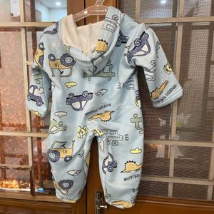 Car Print Fleece Baby Romper