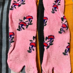 Pink Floral Socks