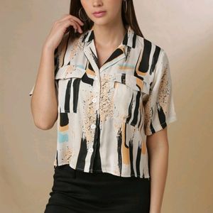 Abstract Collar Neck Top