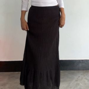 Black Ribbed MIDI Skirt