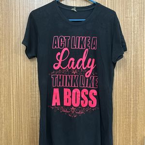 Quoted T-shirt In Black And Pink