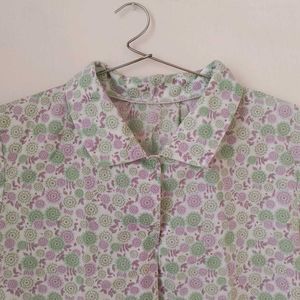 Flower Print Half Sleeves Shirt.(Women)