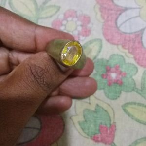 Nice Brass Pukhraj Stone Ring.