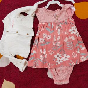 Carter's 2 Piece Bodysuit Dress And Cardigan