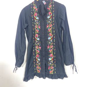 Charcoal Embroidery Tunic