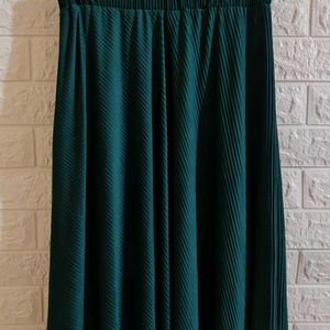 High-rise Dark Green A-Line Pleated Skirt