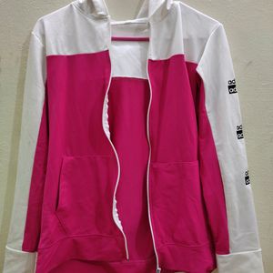 White And Rose Zipper Hoodie