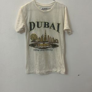 White T Shirt With ‘Dubai’ Printed