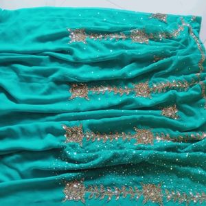 Beautiful Cyan Coloured Saree.💙