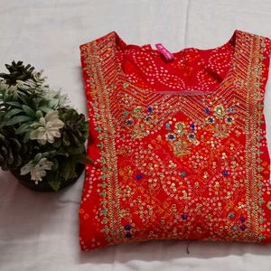 Heavy Chest Embroidery Kurti With Pocket