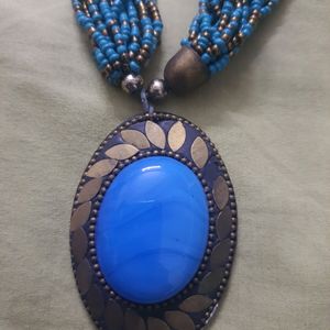 Blue Beads Long Necklace