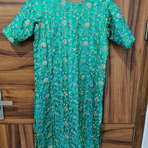 Green Zari Work Kurta