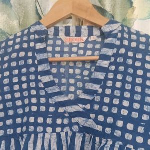 Dual Print Blue Cotton Top