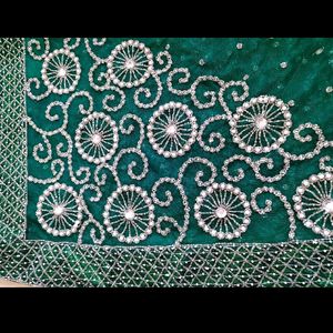 Bottle Green Saree