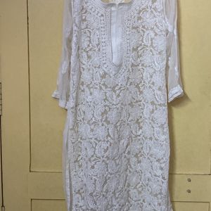 Premium White Georgette Chikankari Kurta