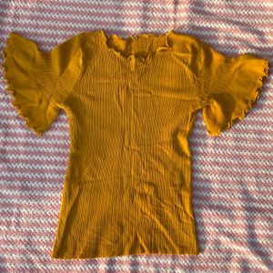 Yellow Stretchable Body Hugging top