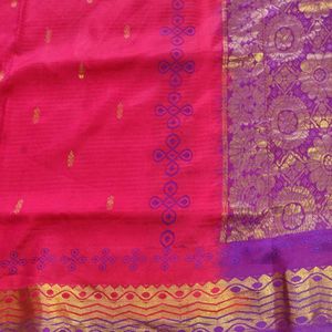 Red And Purple Silk Saree