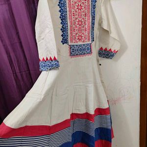 White Embroidery Flare Anarkali