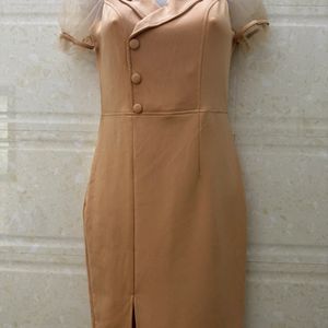 Nude Colour Bodycon Mini Dress For Women's