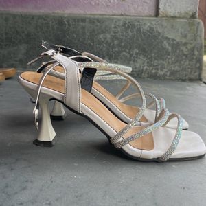 White Silk Heel For Women