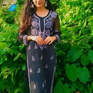 Latest Trending Chikankari Black Kurti For Women