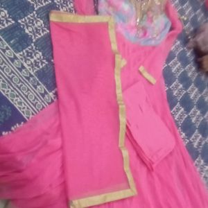 Ethnic Suit Pink Dress With Embroidery