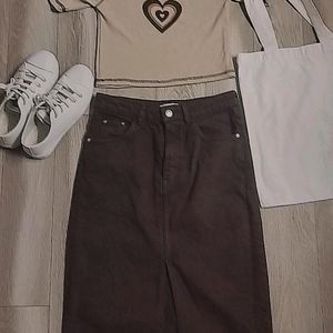 🤎Brown Heart Designed Tan Crop Top🤎