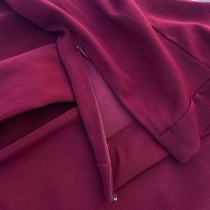 Maroon Highrise Flared Korean Formal Casual Pants