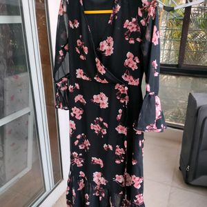 A Line Georgette Floral Midi