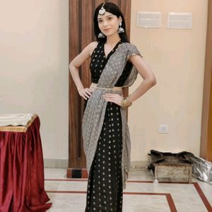 Ready To Wear Black And Grey Saree With Blouse