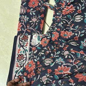 Nayo Blue Floral Print Kurtha Set