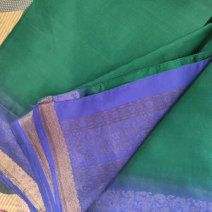 Green And Blue Crepe Silk Saree