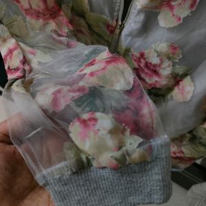 Korean Sheer Sleeves Floral Jacket