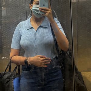 Pastel blue Ribbed Top