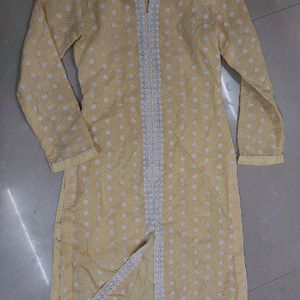 Lukhnowi Kurta With Plazao White