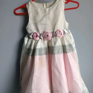 White Nd Baby Pink Combination Girl Frocks