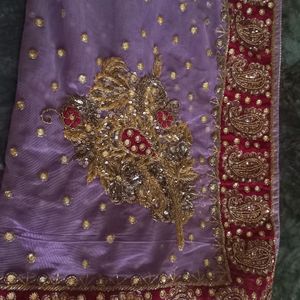 Net Lavander Saree (With Blouse)