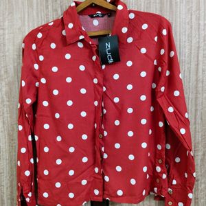 Zudio Red And White Polka Dot Shirt (36) ♥️🤍